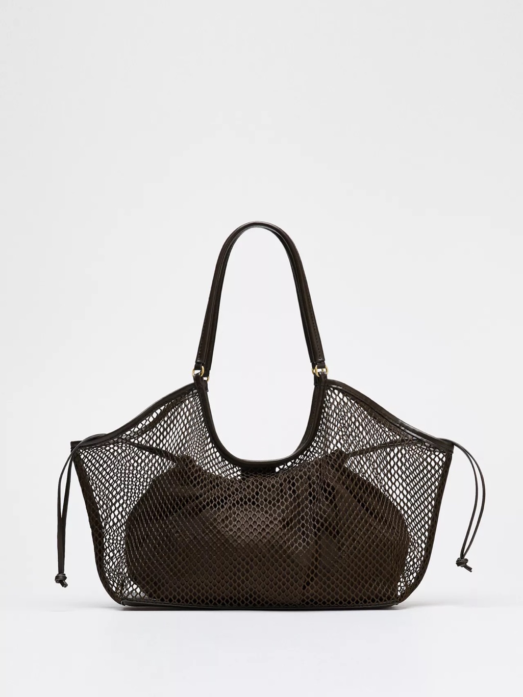 Zara Dark Brown Mesh Tote Nwt